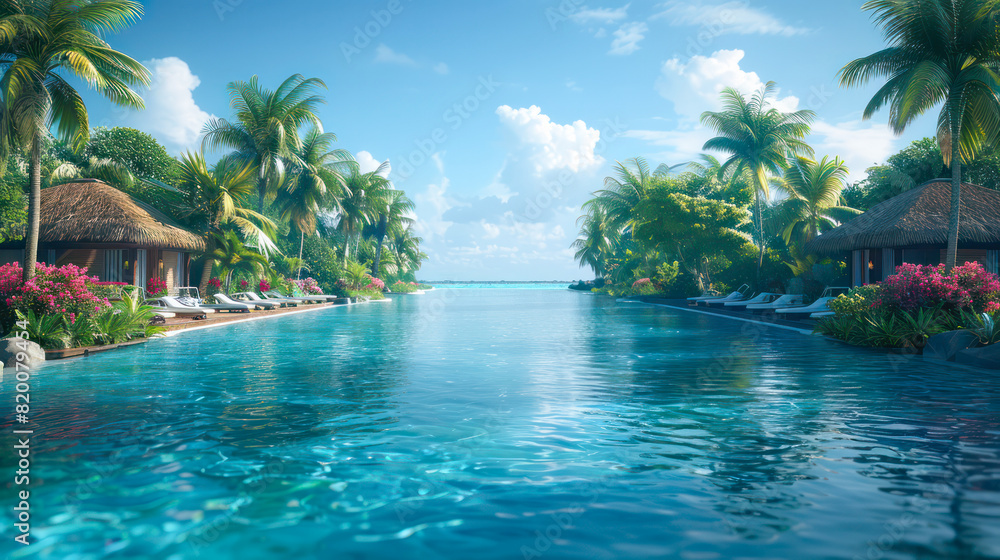 Modern Beach House With Sea View Swimming Pool.Generative AI