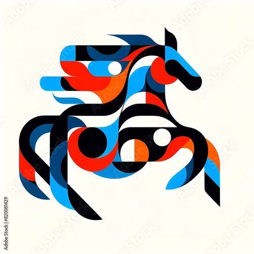 Geometric Shapes Horse T-Shirt Design 