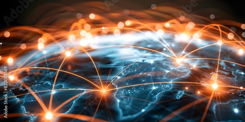 The Speedy Digital Connections of Earth Drive Intense Global Data Transfers and Exchanges. Concept Global Data Transfers, Digital Connections, Earth's Speedy Networking