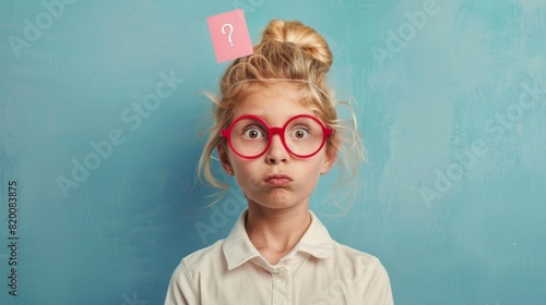 Curious Girl with Question Mark photo