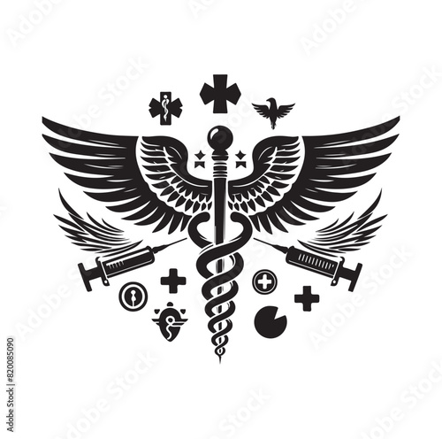 CADUCEUS health SYMBOL, MEDICAL AND HEALTH RELATED ICON 