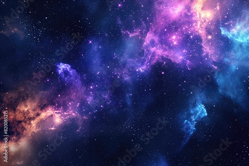 Colorful galaxy with cosmic dust and nebulas
