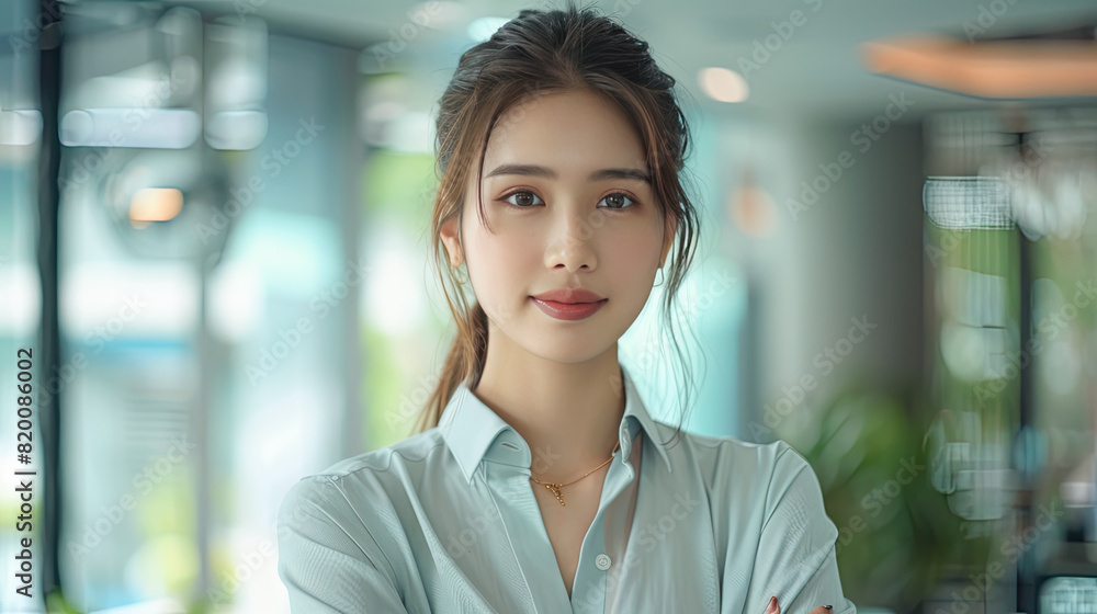 Happy woman in business, portrait of confident manager and startup office leader.Generative AI Happy woman in business, portrait of confident manager and startup office leader.Generative AI