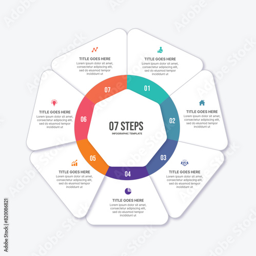 Circle Round Cycle Business Infographic Design Template with 7 Options