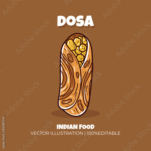 Dosa Indian food vector illustration