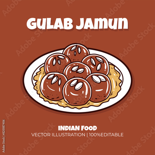 Gulab jamun Indian food vector illustration