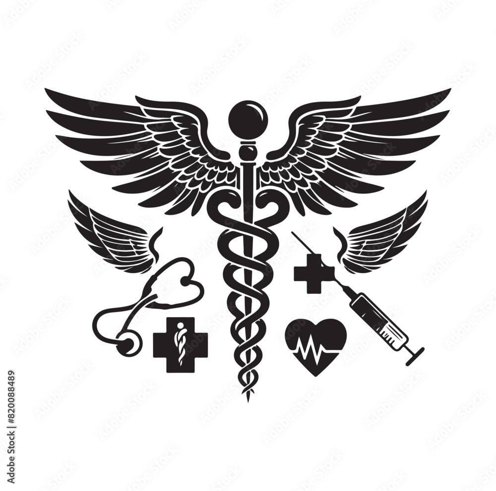 Fototapeta premium CADUCEUS health SYMBOL, MEDICAL AND HEALTH RELATED ICON 