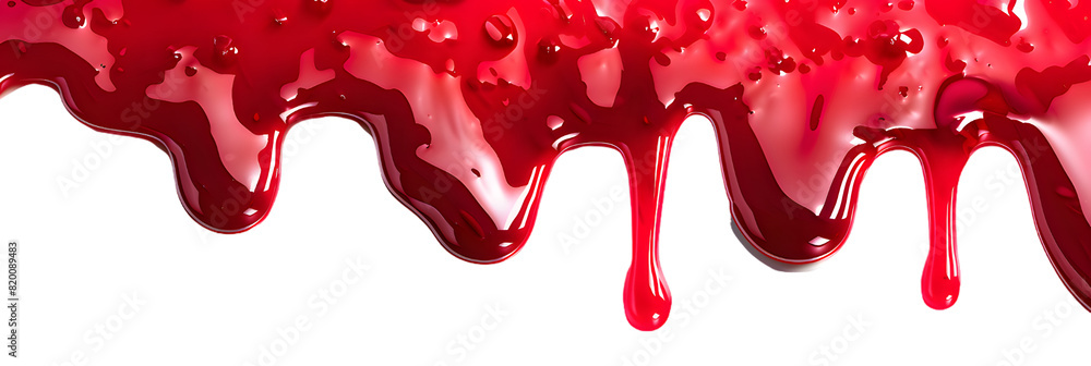 Red liquid jam dripping top to bottom isolated on transparent background Red liquid jam dripping top to bottom isolated on transparent background