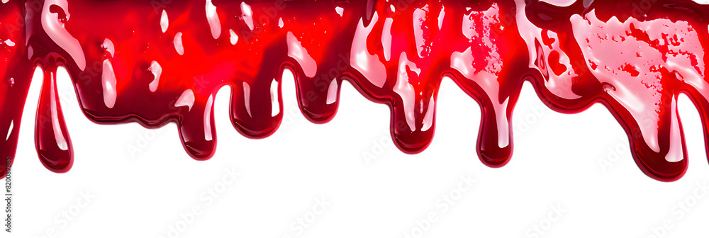 Red liquid jam dripping top to bottom isolated on transparent background Red liquid jam dripping top to bottom isolated on transparent background