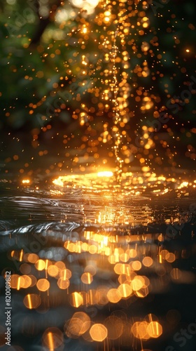 Ethereal Waves of Prosperity, Golden Cryptocurrency Coins Shimmering in Enlightened Flowing Waters, Symbolizing Auspicious Wealth, New Beginnings, and the Future of Digital Finance.