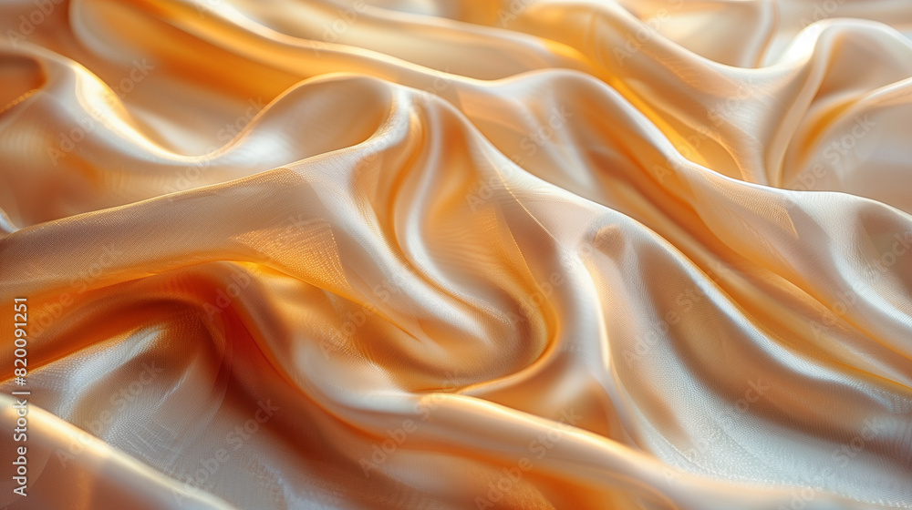 Close-up of golden silk fabric Close-up of golden silk fabric