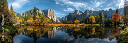 Autumn Splendor: Vibrant Fall Colors Amidst the Majestic Landscape of Yosemite National Park photo