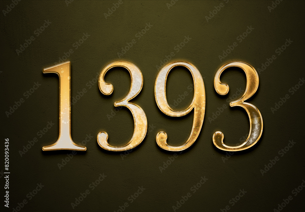 Old gold effect of 1393 number with 3D glossy style Mockup. Old gold effect of 1393 number with 3D glossy style Mockup.
