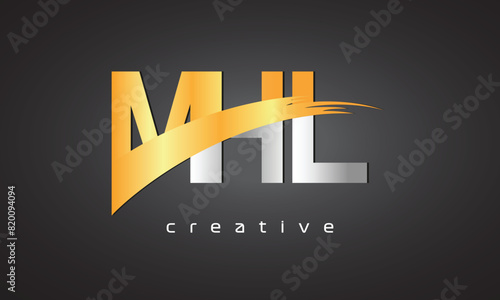 MHL Creative letter logo Desing with cutted letter photo