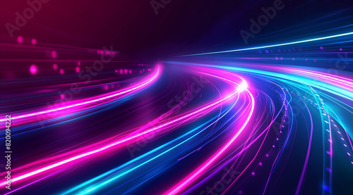 Abstract motion blur light effect. High speed line abstract technology background with light streaks. © Md