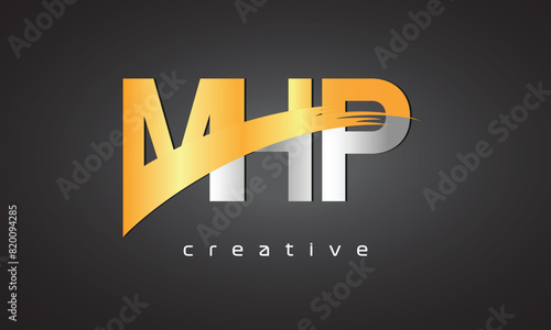 MHP Creative letter logo Desing with cutted letter photo