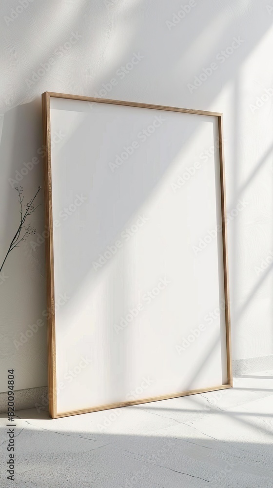 simplistic picture frame with blank canvas on a white background simplistic picture frame with blank canvas on a white background