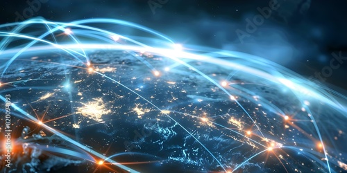 The Speedy Digital Connections of Earth: Powering Global Data Transfers and Exchanges. Concept Earth's Data Networks, Global Communication, High-speed Connections, Digital Exchanges