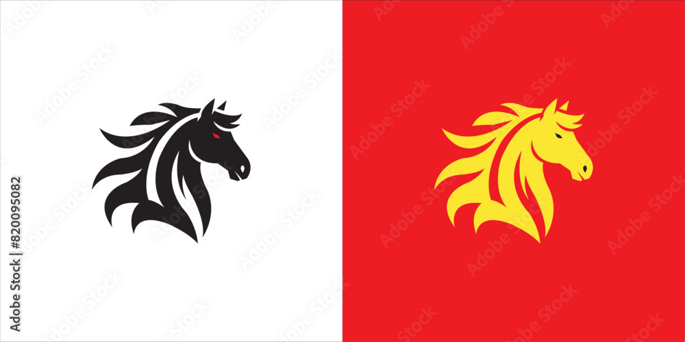 Fototapeta premium Horse head logo. Simple flat style horse logo. Black and white horse logo, mascott, concept