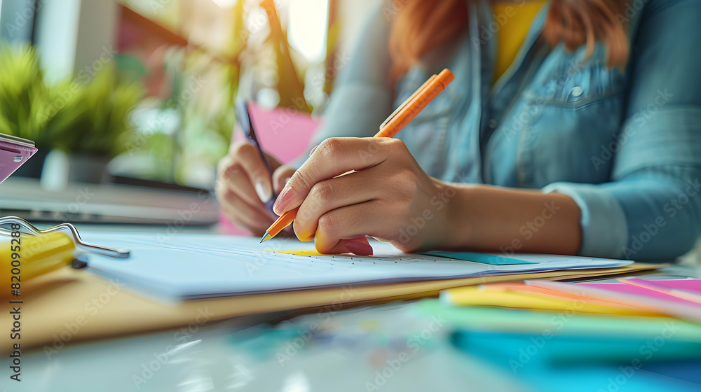 Efficient Time Management and High Productivity: Employee Checking Off To Do List Photorealistic Concept of Organized Task Completion Efficient Time Management and High Productivity: Employee Checking Off To Do List Photorealistic Concept of Organized Task Completion