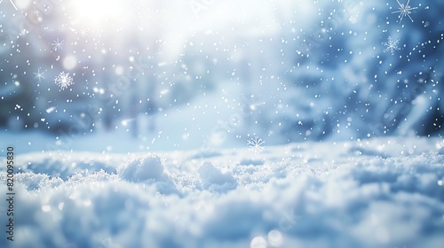 Wallpaper Mural Snowy winter landscape with falling snowflakes and bright sunlight. Perfect for Christmas and holiday-themed designs and backgrounds. Torontodigital.ca