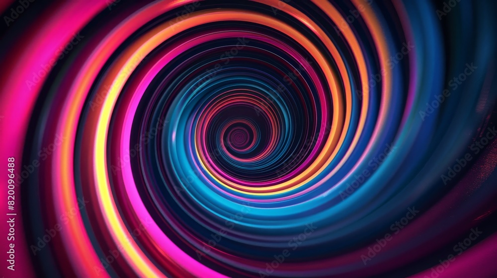 Geometric of Curved stripes in a spiral pattern.,neon colour background