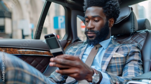 Executive Using Smartphone in Car © DMstock