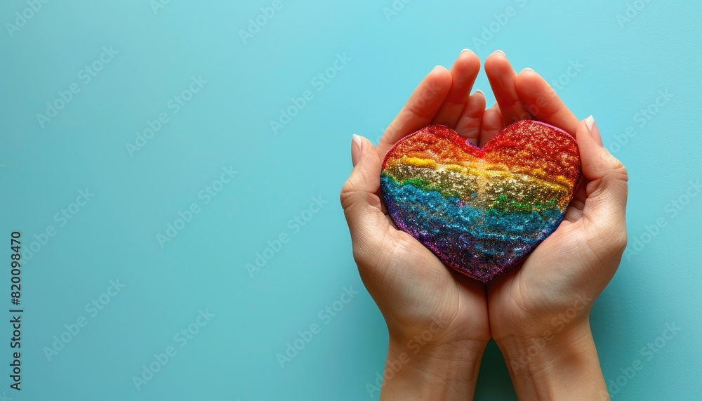A person is holding a rainbow heart in their hand by AI generated image A person is holding a rainbow heart in their hand by AI generated image