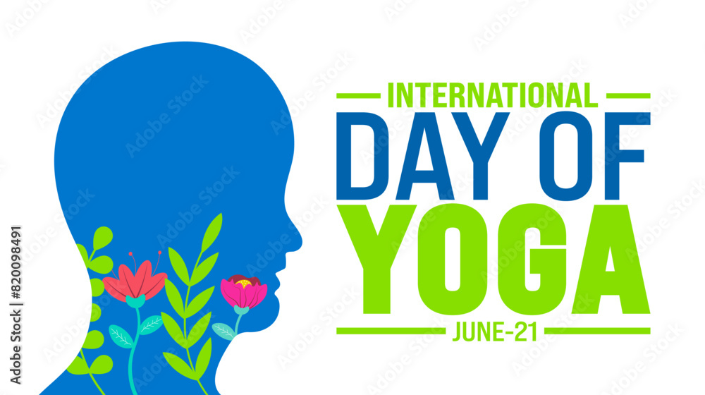 June is International day of yoga background template. Holiday concept. use to background, banner, placard, card, and poster design template with text inscription and standard color. vector