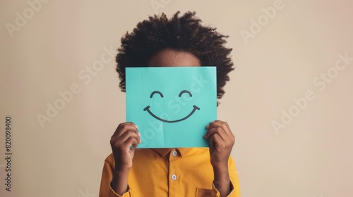 Child Holding a Smiley Face photo