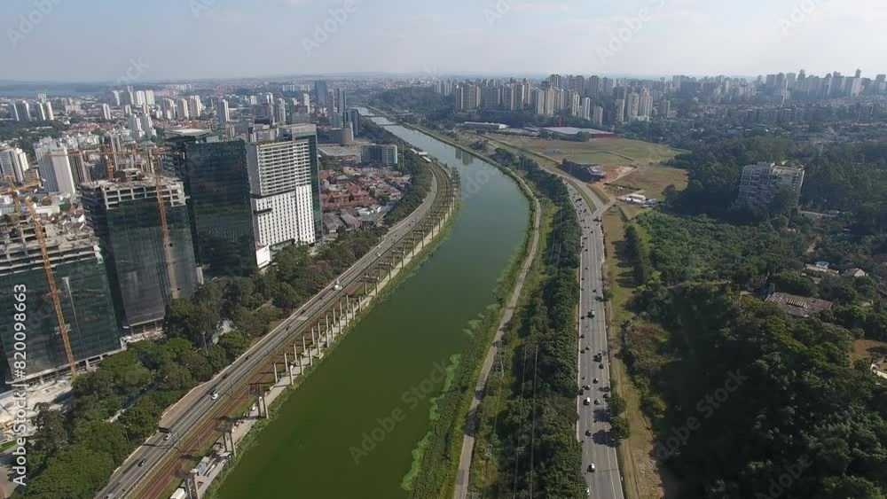 Aerial view of Pinheiros River - São Paulo, Brazil Aerial view of Pinheiros River - São Paulo, Brazil