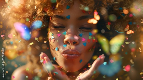 Woman with Colorful Confetti