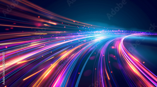 Abstract motion blur light effect. High speed line abstract technology background with light streaks.