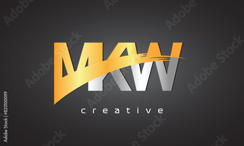 MKW Creative letter logo Desing with cutted letter photo