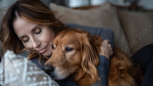 Canine Cuddles: Woman and Labrador Sharing a Heartwarming Hug