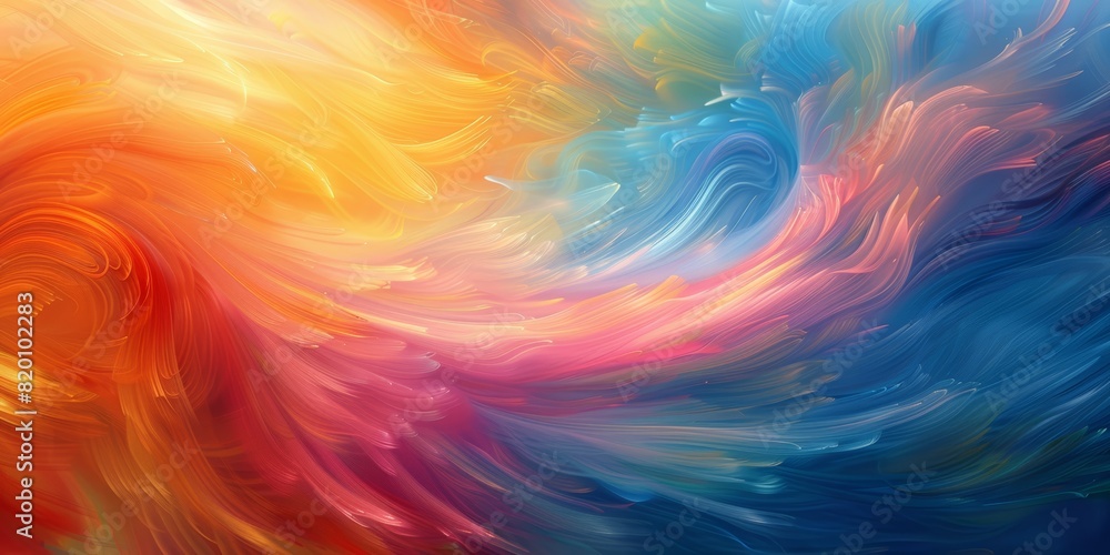 Long shot abstract, vibrant swirls of color, blending seamlessly, ethereal light glows, smooth transitions, oil painting style on canvas, capturing whimsical movement Long shot abstract, vibrant swirls of color, blending seamlessly, ethereal light glows, smooth transitions, oil painting style on canvas, capturing whimsical movement