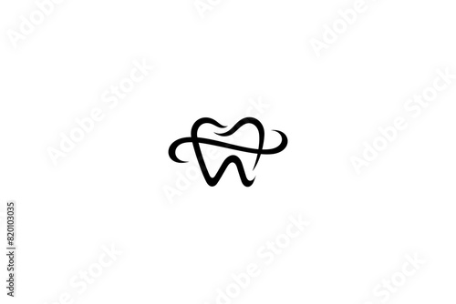 Simple tooth logo with wavy line variations. Suitable for dental clinics and dental care products
