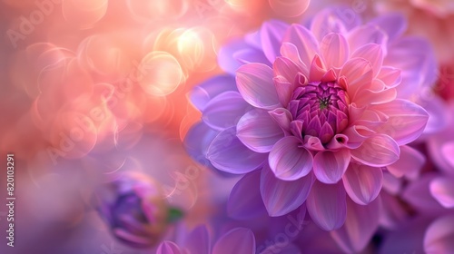 Soft Focus Dahlia Petals  Macro Floral Abstract in Pink and Purple for Background
