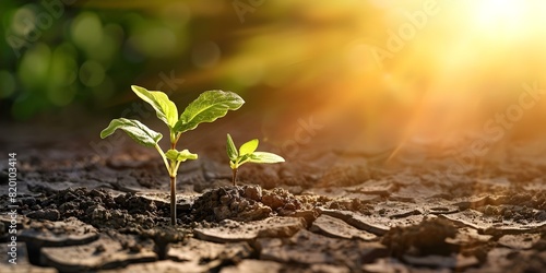 Sprouts of Hope: A Symbolic Image of Growth in Arid Terrain. Concept Hope, Growth, Arid Terrain, Symbolism, Sprouts photo