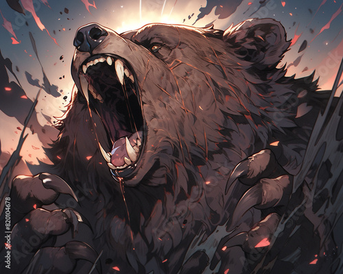 Big brown bear roaring