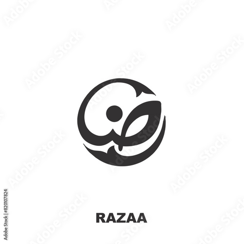 Raza Name Calligraphy Logo Modern Round Shape