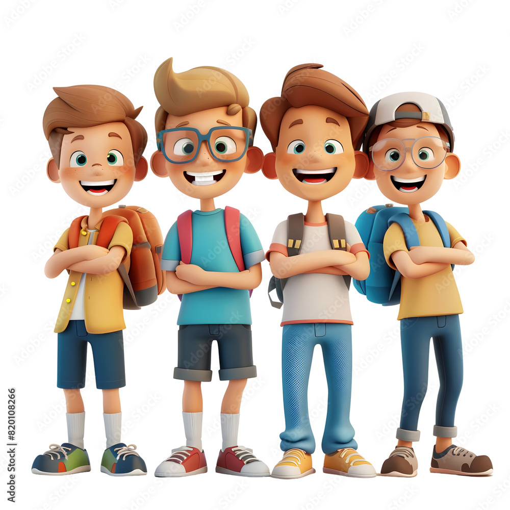 3d Cute cartoon group of friends cheering Isolated on transparent background, Playful Transparent PNG Character 3d Cute cartoon group of friends cheering Isolated on transparent background, Playful Transparent PNG Character