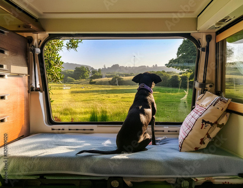 Adventure on four paws: dog enjoys the view from the motorhome