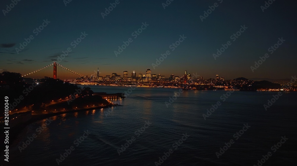 Nighttime view of the city and the Golden Gate Bridge Nighttime view of the city and the Golden Gate Bridge