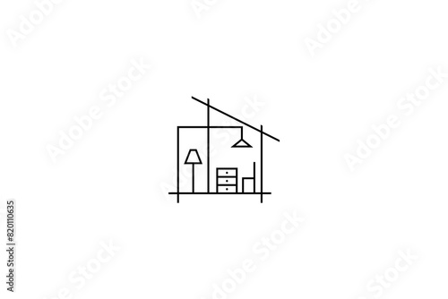Minimalist house architecture and interior logo