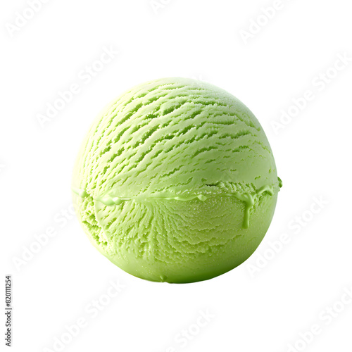 Green scoop of ice-cream gelato isolated on transparent background