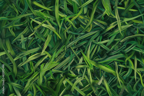 green grass of the land environment in farm and garden field, oilpaint style with textured for background wallpaper