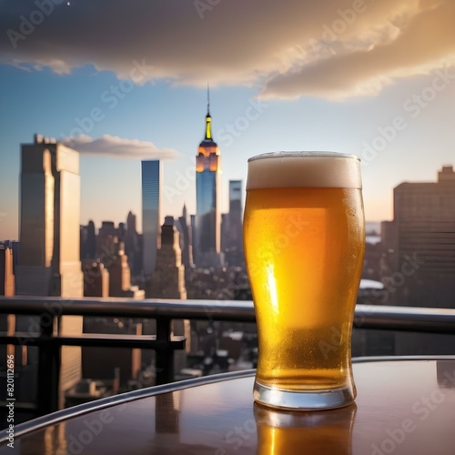 Wine glasses in the sky bar in New York City In a comfortable, relaxing atmosphere photo