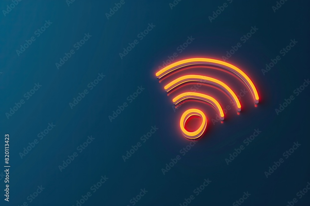 A conceptual illustration of a digital network with a glowing Wi-Fi symbol representing connectivity and advanced technology.. A conceptual illustration of a digital network with a glowing Wi-Fi symbol representing connectivity and advanced technology..