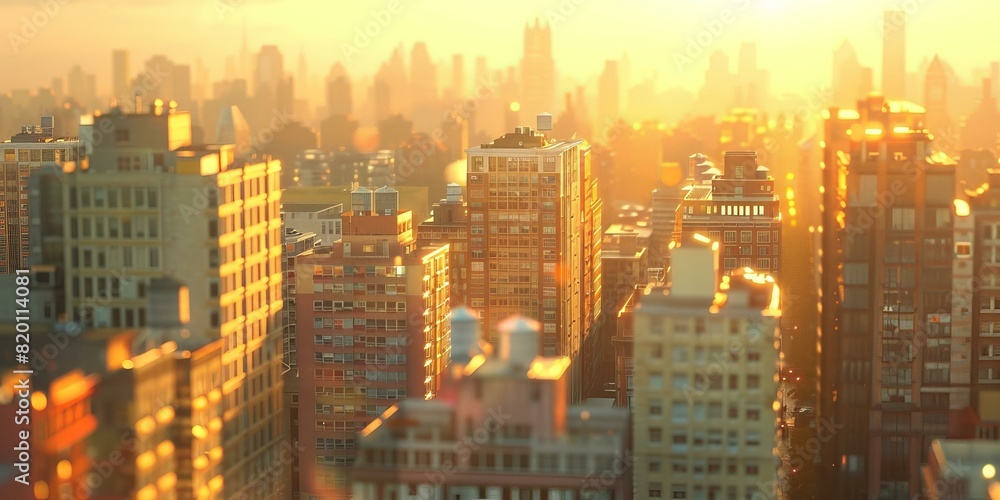 Obraz premium New York Skyline Bathed in Sunset Hues
